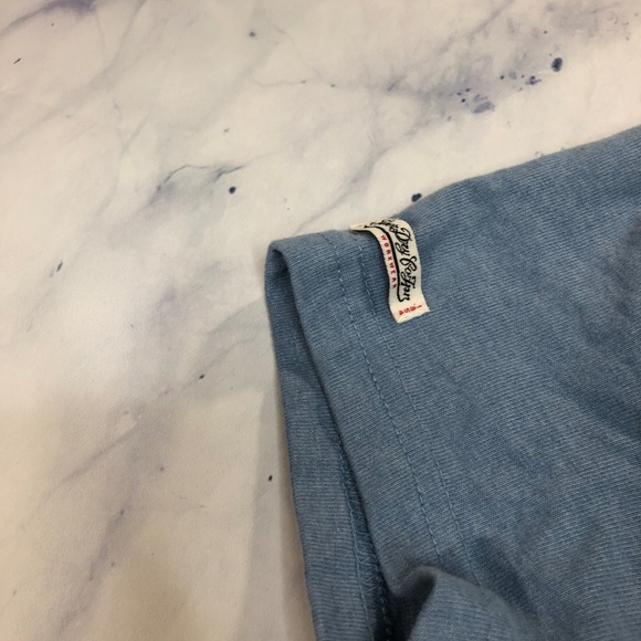 Superdry Blue Flocked Rockets Logo V Neck Tee - Picture 7 of 8